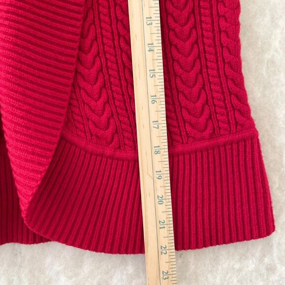Talbots Womens Red Open Front Shawl Collar Cable Knit Cardigan Sweater Size PL - Picture 6 of 8